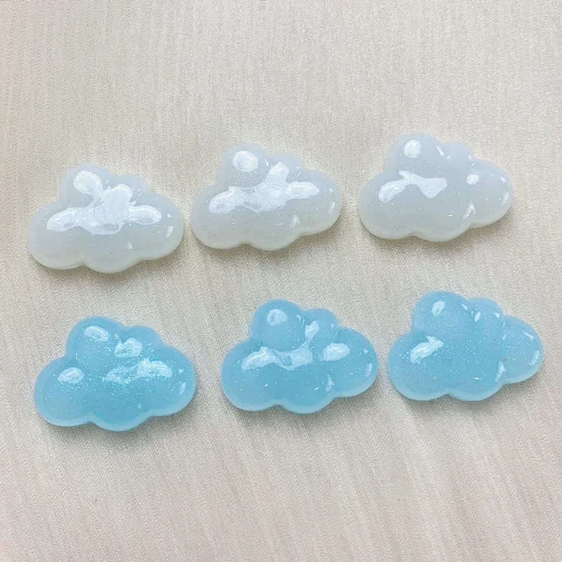 10Pcs  Kawaii Bright Surface Cloud Resin DIY Shoes Hat Icebox Barrette Mobile Phone Case Scrapbook Cream Glue Flat Back Resin
