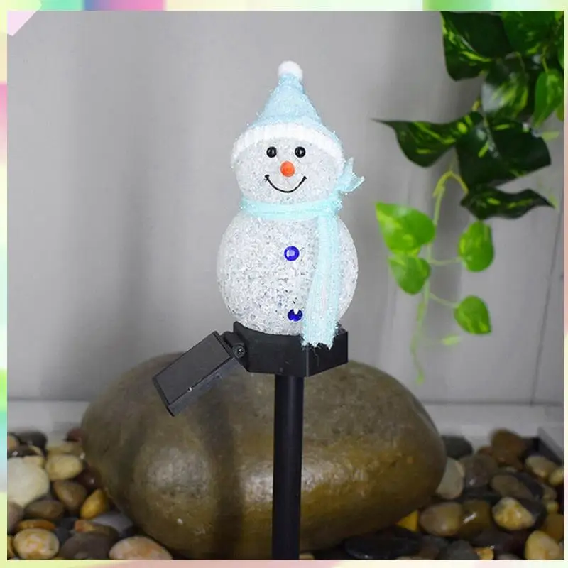

B23B 4X Snowman Solar Lights Christmas Solar Powered LED Snowman Light Decor Outdoor Garden Stake Lamps Xmas Blue