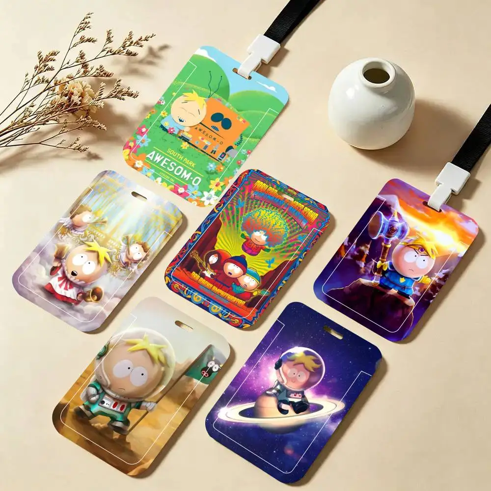 S-South Cartoon P-Park ID Card Holder Neck Strap Pendant Door Badge Holder Lanyards Keychain Work Credential Case Gift