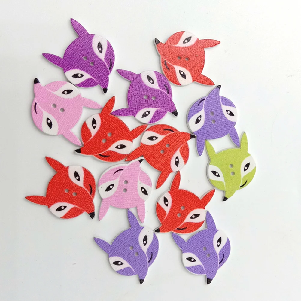 

50Pcs Colorful Cartoon Head Wooden Buttons Painting 2 Holes Wood Buttons Sewing Craft Decorative Clothing Accessories