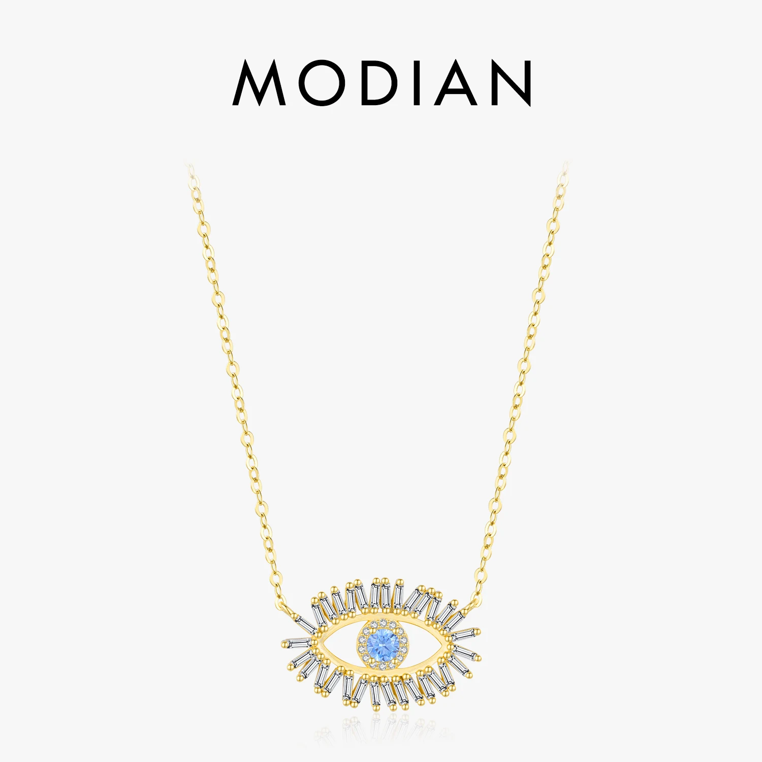 

MODIAN Authentic 925 Sterling Silver Blue Eye Personality Zirconia Pendant Necklace For Women Girls Gifts Party Fine Jewelry