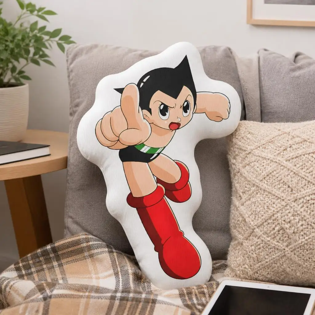 Astro Boy Shaped Throw Pillow Irregular Stuffed Cushion Anime Character Decorative Pillow for Sofa Bedroom Home Decor Accent