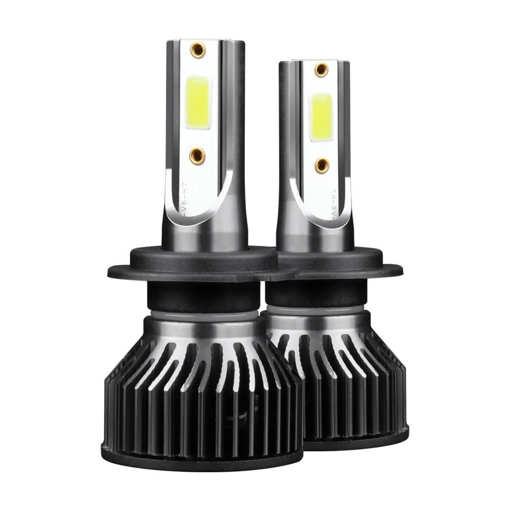 H7 Car LED Headlight Bulbs High Intensity 6000K Fan Design Internal Drive COB Chips Car Headlamps