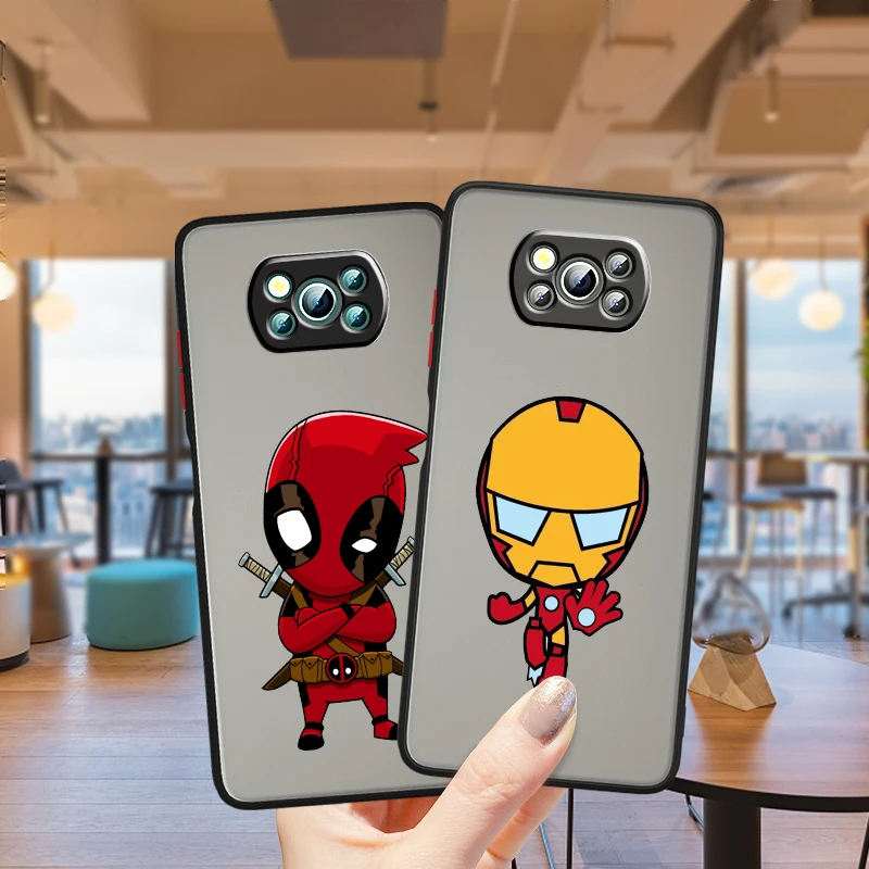 SpiderMan Deadpool Heroic Anime Frosted Translucent For Xiaomi Mi Poco X5 X4 X3 M6 M5S M5 M4 M3 F5 F4 F3 GT Pro 5G TPU