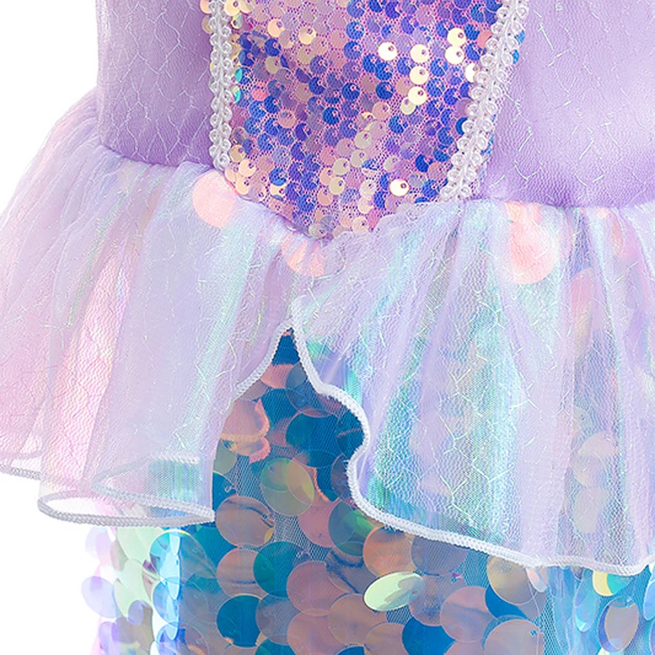 Robe de Petite Sirène à Paillettes pour Enfant Fille, Costume de Cosplay, miles Poisson, ixd\'Anniversaire, Vêtements d\'Halloween