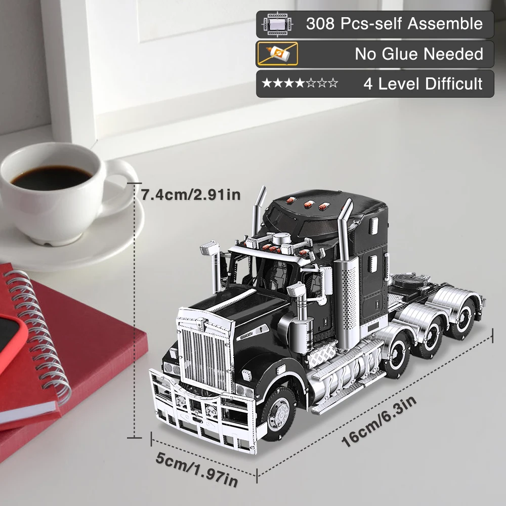 Piececool-3D Metal Trucks Jigsaw Set para Adultos, Modo Carros, Montagem DIY Coleção, Presentes de Aniversário, T909