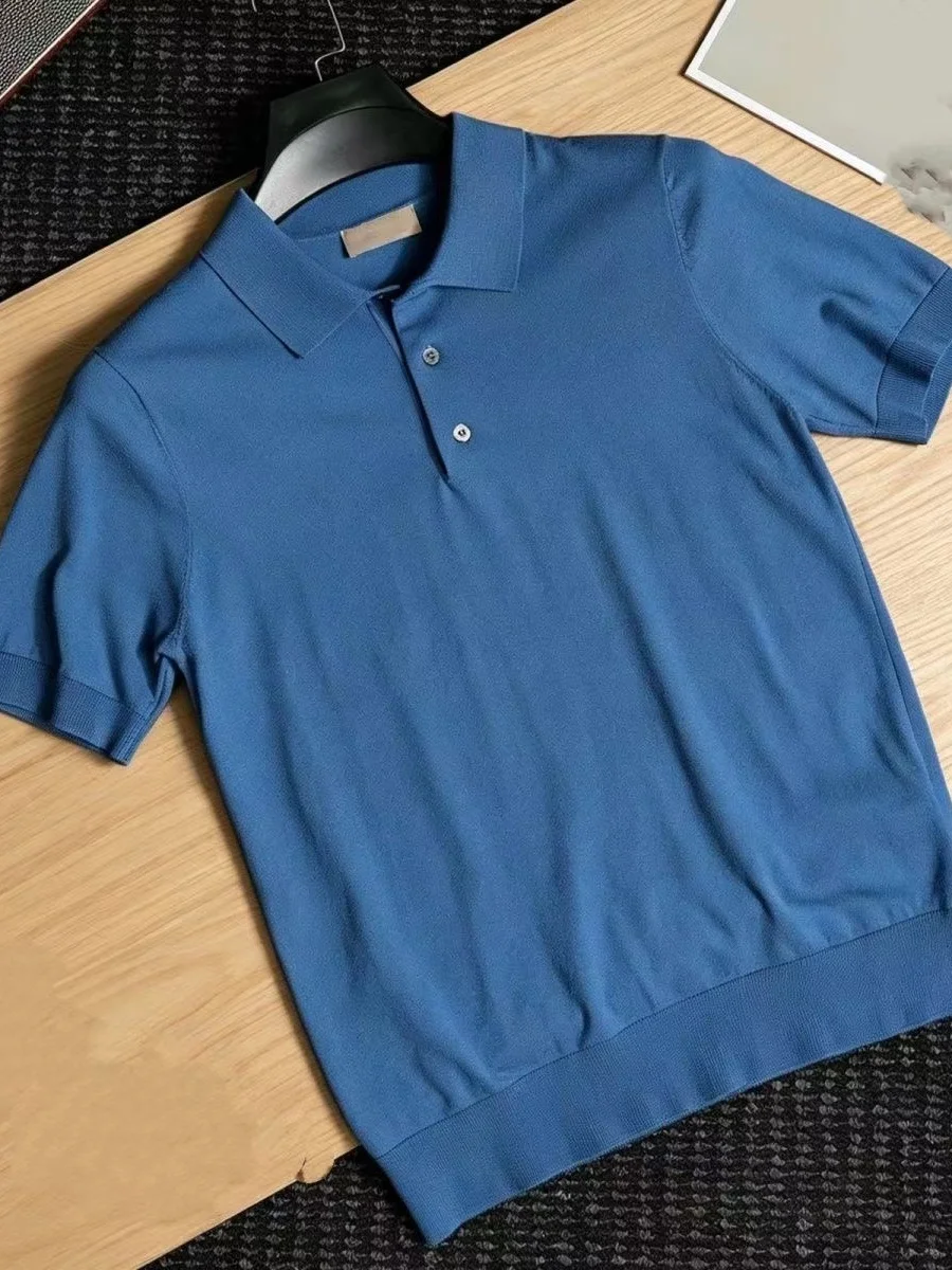 Summer 2026 Men's Short Sleeve Knitted Ice Silk  Shirt Casual Business Style Polyester Fiber Regular Sleeve Fit Type