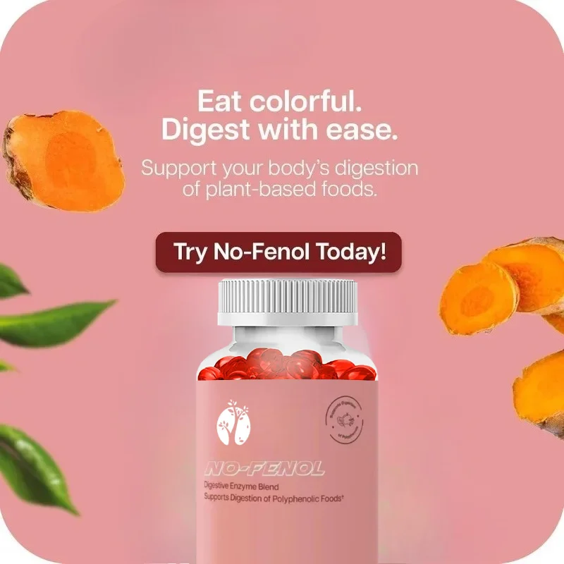 Polyphenolic Digestive Enzyme Supplement and 60 Capsules of Fruit and Vegetable Fiber