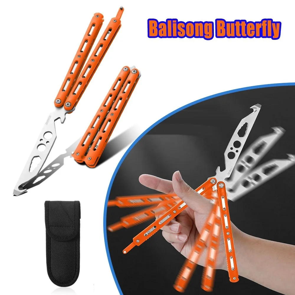 Ungeschärftes Balisong-Schmetterlingsmesser-Trainer, sicherer Kamm, Klinge zum Üben, umdrehendes Spielzeug für Anfänger, Lerntricks, Fähigkeiten, Geschenk