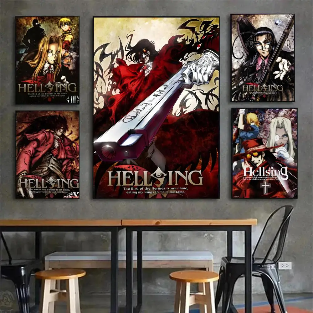 Classic Dark Action Anime H-Hellsing Poster Poster Painting Wall Art Mural for Living Room Home Decor and Gifts