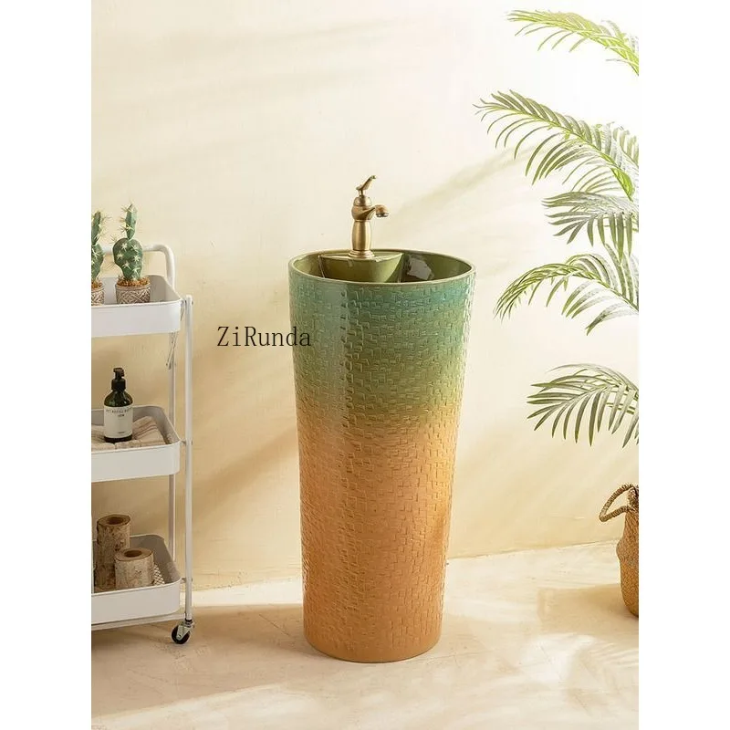 Gekleurde kolomwastafel Buitenwas Binnenplaats Villawastafel Tuin Balkon Badkamer Kolomwastafel