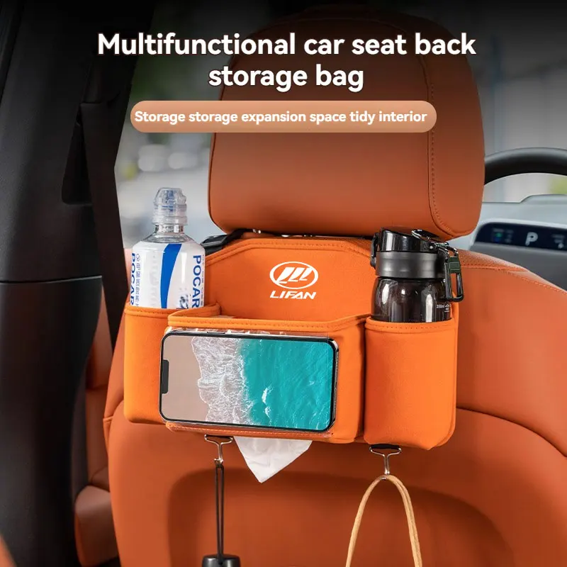 Car Suede Back Seat Organizer Multifunctional Car Back Multi Pocket Storage Bag with Phone Holder Storage box For Lifan Car