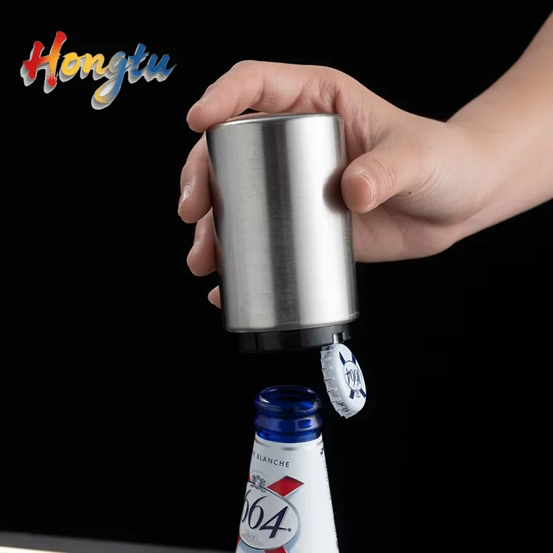 

Automatic Magnetic Stainless Steel Beer/Soda Cap Opener – Push-Down, for Kitchen/Bar, Party Gift