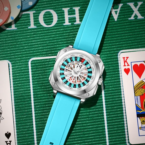 Imagen 2 del producto 2025 nuevo reloj de ruleta para hombre VA VOOM marca Original estilo deportivo moda correa de silicona luz nocturna reloj de regalo cuadrado para hombres