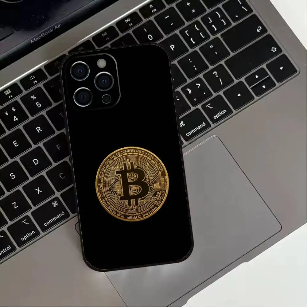 حافظة هاتف B-Bitcoin D-Digital C-Currency لهاتف iPhone17,16,15,14,13,12,11 Plus، Pro Max غطاء أسود ناعم #5
