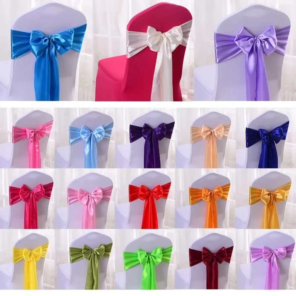 Butterfly Ties Satin Chair Sashes Self Tie Elegant Design Wedding Chair Bows Chair Cover Decoration Banquet Event Hotel