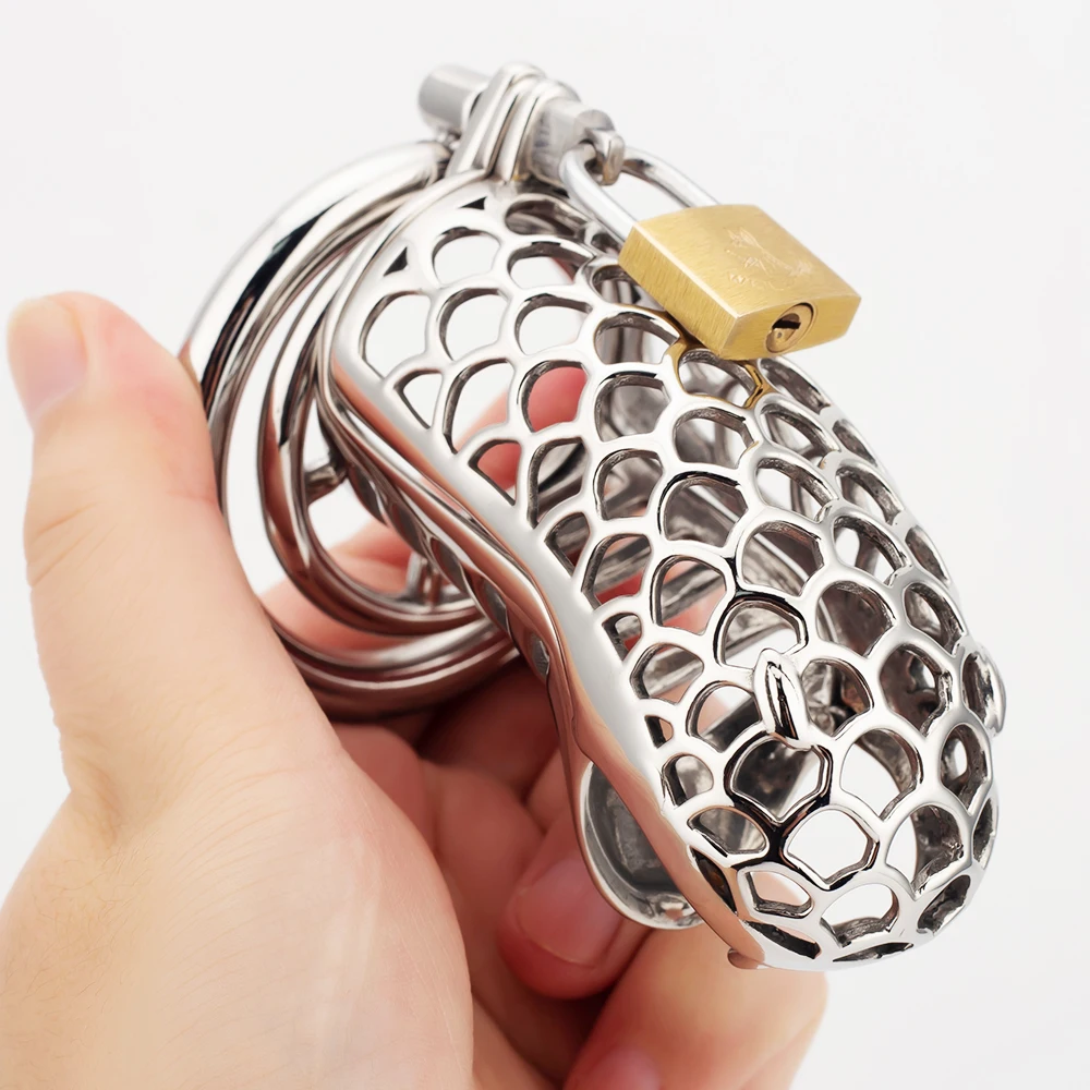 Hollow Stainless Steel Snake Chastity Cage Male Chastity Device Metal Snake Cock Cage With Spike Ring Lock BDSM Sex Toys For Men