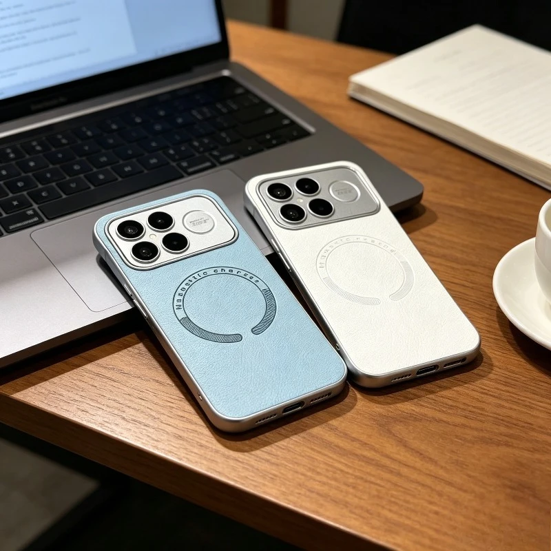 For POCO F8 Ultra Case Magnetic Matte Skin-Friendly Frameless PU Leather Cover Shockproof For POCO Magsafe Wireless Charging