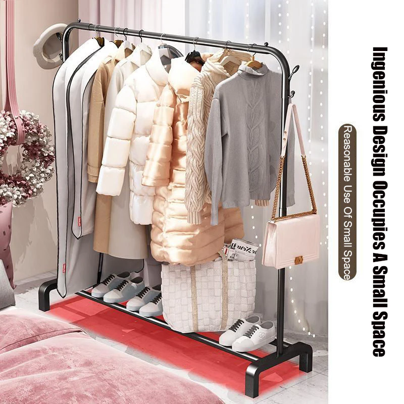 Kleidung Rack Doppel Pole Kleiderbügel Kleiderbügel Kleiderbügel Kleiderbügel Lagerung Rack Boden Kleiderbügel Lagerung Rack Kleidung Pferd Möbel Haushalt