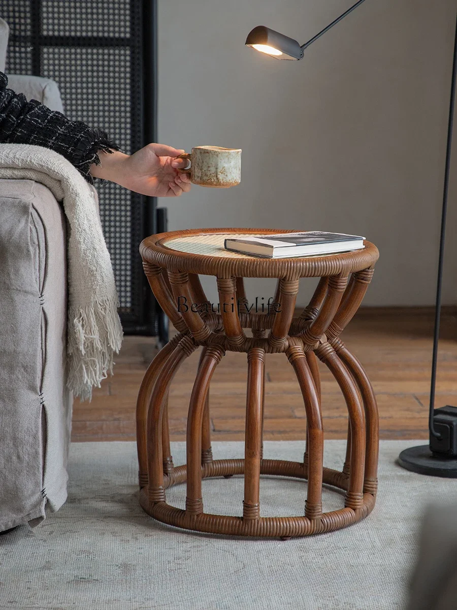 LS 04 جنوب شرق آسيا فن الروطان، ريترو وابي سابي الرياح اليدوية أريكة الروطان سرير جانبي وإفطار غرفة المعيشة الزاوية