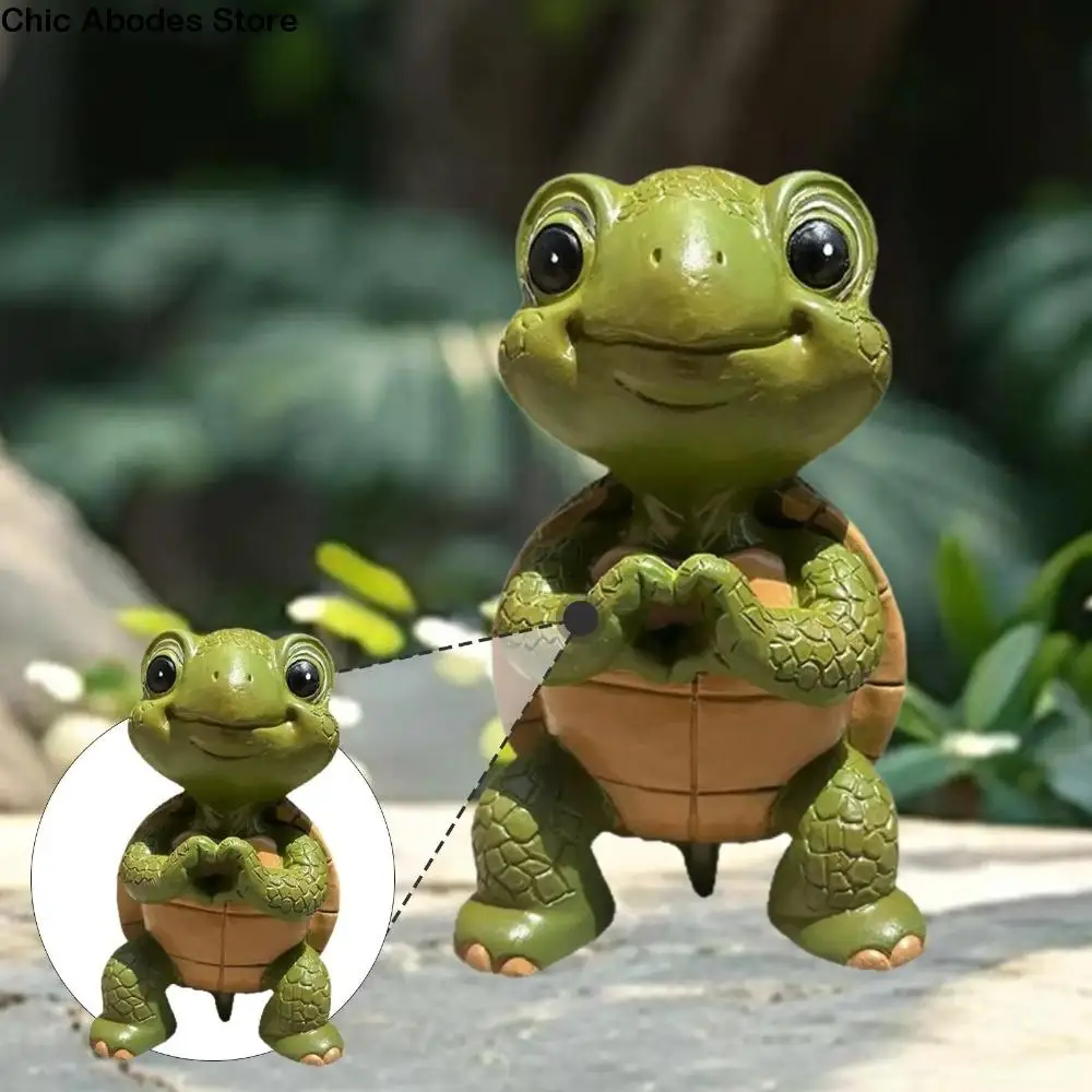 

Cute Heart Turtle Statue Resin Weatherproof Miniature Turtle Figurine Exquisite Garden Turtle Ornament For Pond Yard Porch