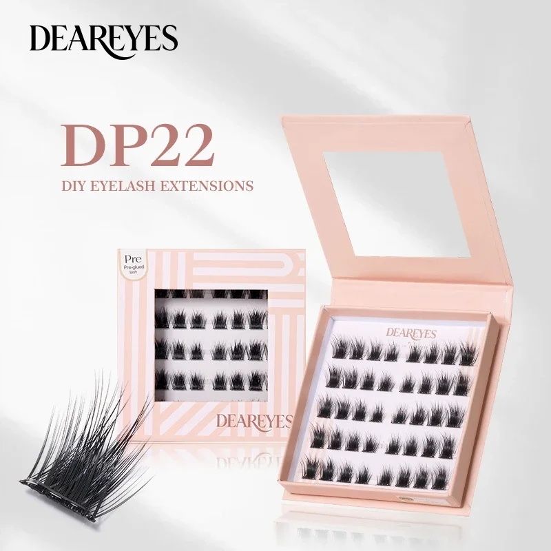 DearEyes DP‑22 Pre‑Glued DIY Wispy Eyelash Clusters Reusable Natural False Lashes for Beginners Home Makeup