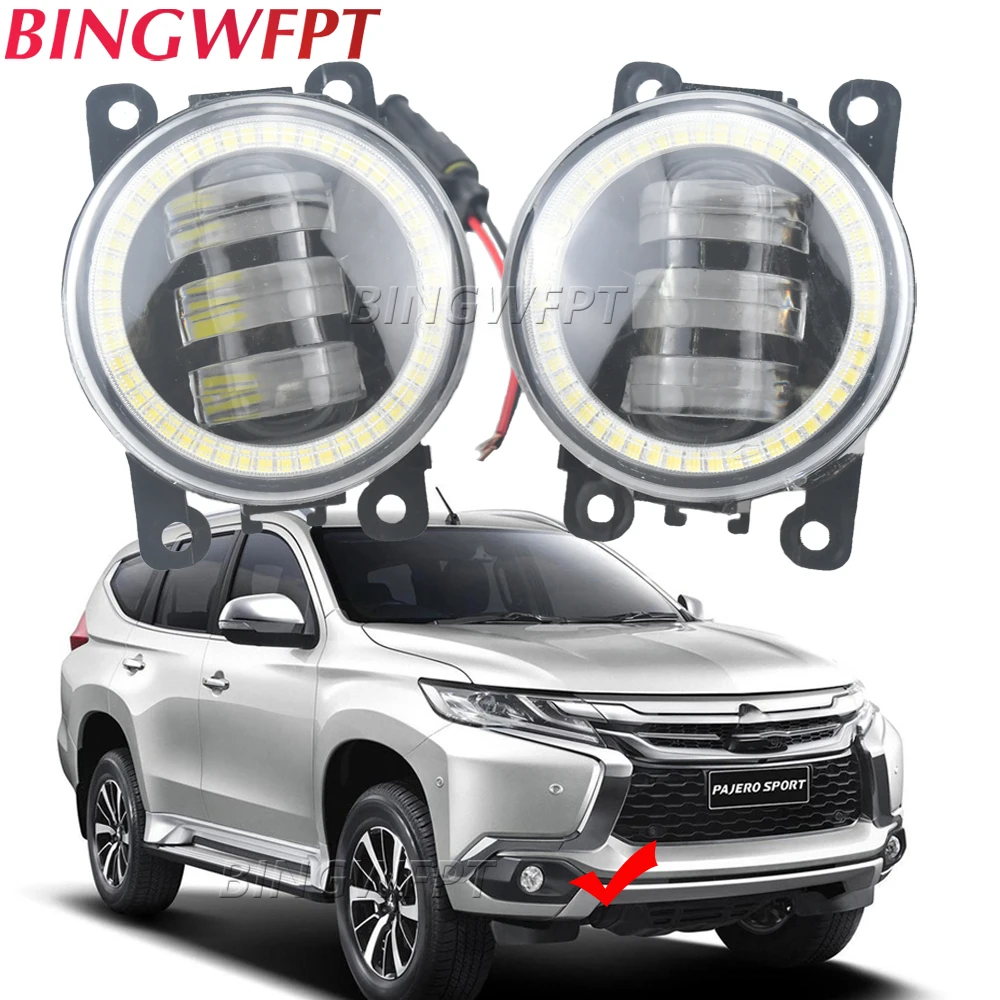 2PCS LED Angel Eye Fog Lights h11 Fog Lamp For Mitsubishi Outlander ASX L200 Colt Montero Pajero Sport Challenger 2017 2018 2019