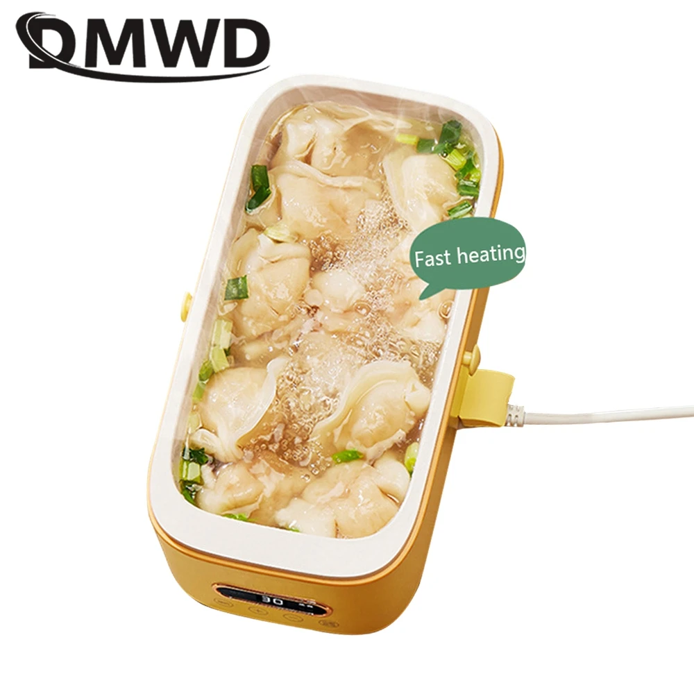 DMWD Electric Lunch Box Portable Rice Cooker Cooking Container Heating Machine 1L Hot Pot Frying Pan Thermal Food Heater Steamer