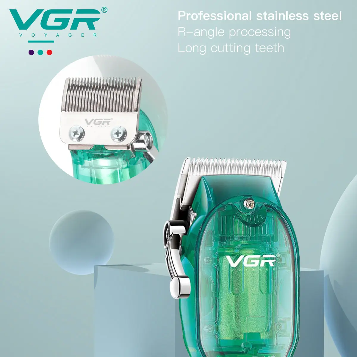 VGR 660 Hair Clipper Transparent Hair Cutting Machine Cordless Hair Trimmer Electric Barber Digital Display Clipper for Men