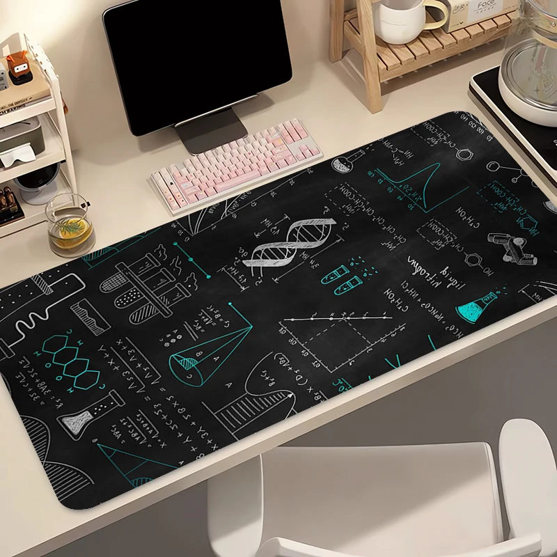 Mouse Pad Geometric Science Math Formula Extended Mouse Mat Computer Keyboard Pad Desk Mat with Non-Slip Base and Stitched Edge