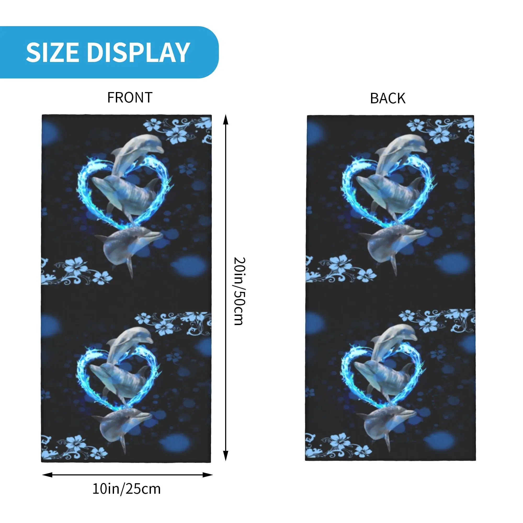 Blue Dolphins Bandana Neck Gaiter for Hiking Hunting Women Men Wrap Scarf Ocean Blue Sea Animal Water Whale Headband Warmer