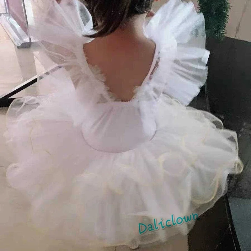 EE01 Tutú de Ballet blanco del lago de los cisnes para niña, ropa de baile de fiesta de princesa bailarina, traje de Ballet de baile para bebés y niños pequeños, leotardo y 0Ww