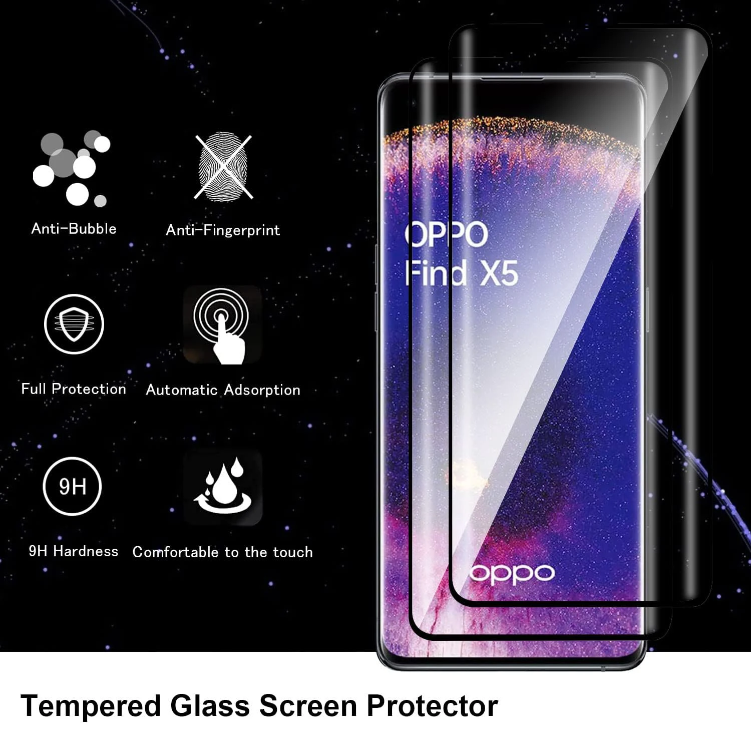 For OPPO Find X5 Pro X3 Pro Neo,9H Curved Four Sides Glue Tempered Glass 2/4Pcs 3D Screen Protector