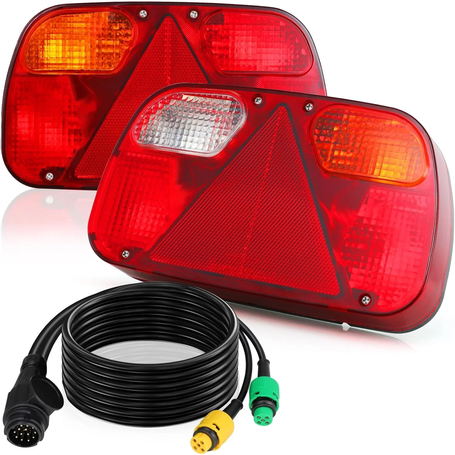 Set luci posteriori per rimorchio Cablaggio Luce freno per set cavi illuminazione camion con spina a 13 pin e 2 cavi da 5,5 M, 5 nuclei