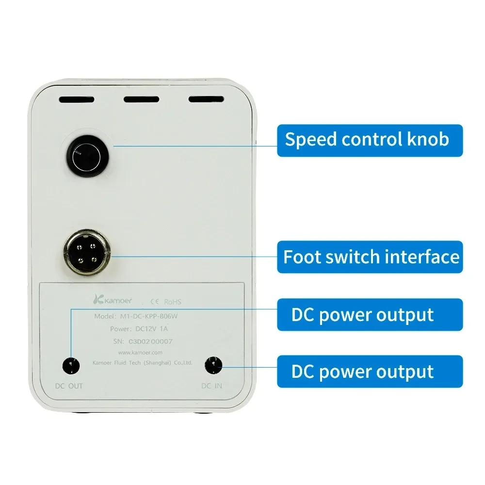 Kamoer M1-DC Adjustable Peristaltic Pump 12V High Precision DC Motor Dosing Pump with LCD Screen for Lab or Aquarium