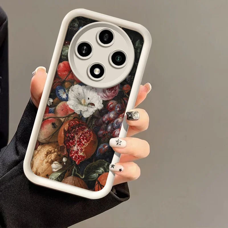 حافظة هاتف فاخرة على شكل زهرة الرمان لهاتف OPPO Reno 13F 14 12 11 10 Pro Plus 8T A79 A58 Find X3 X8 Lite 5G غطاء ناعم