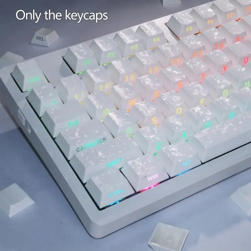 

PBT 140 Колпачки для клавиш с подсветкой и текстурой из углеродного волокна, полупрозрачный с принтом сбоку