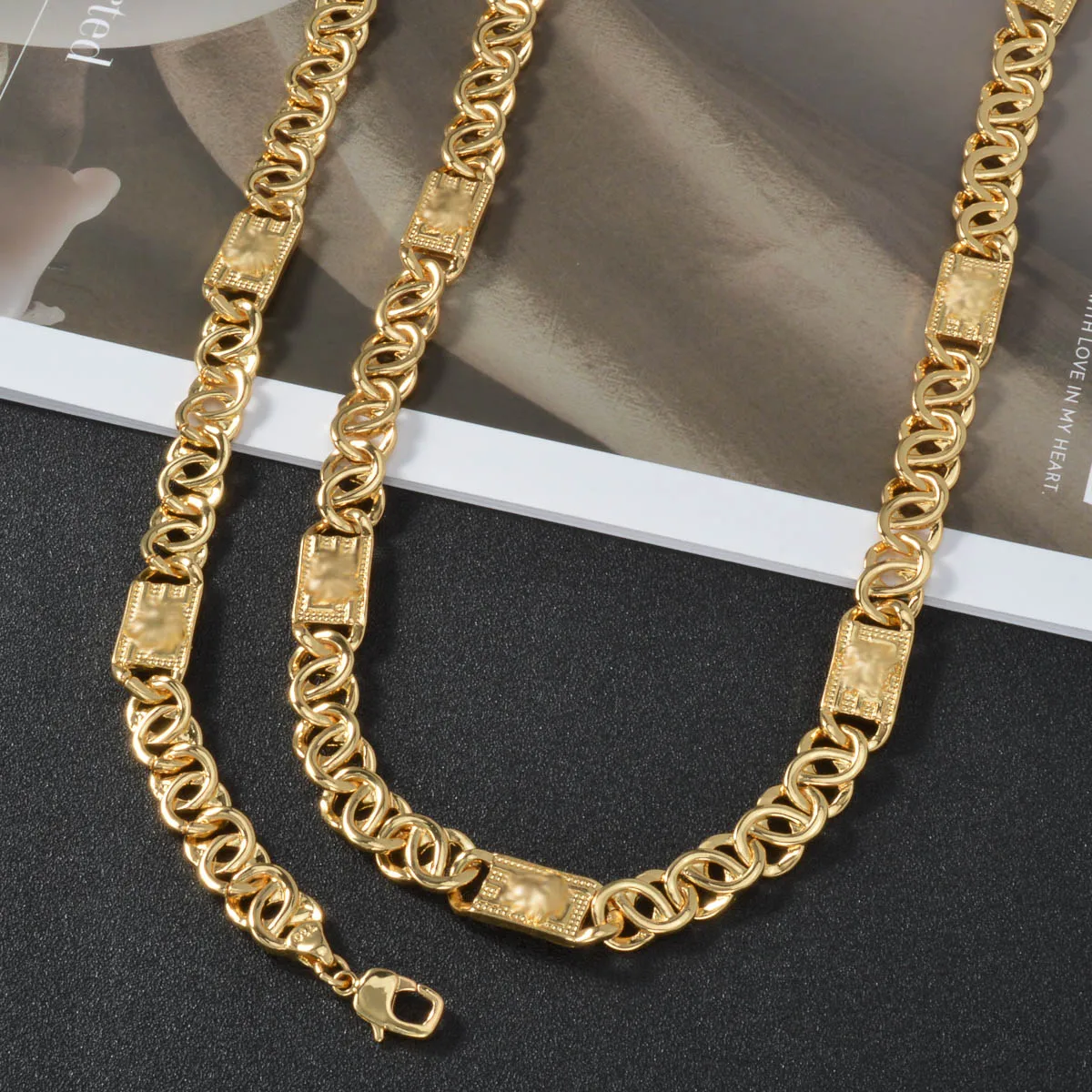 High Quality Necklaces Bracelets Dongfeng Circular Interlocking Splicing Square Brand Hip-Hop Punk Party Gifts Hot Selling