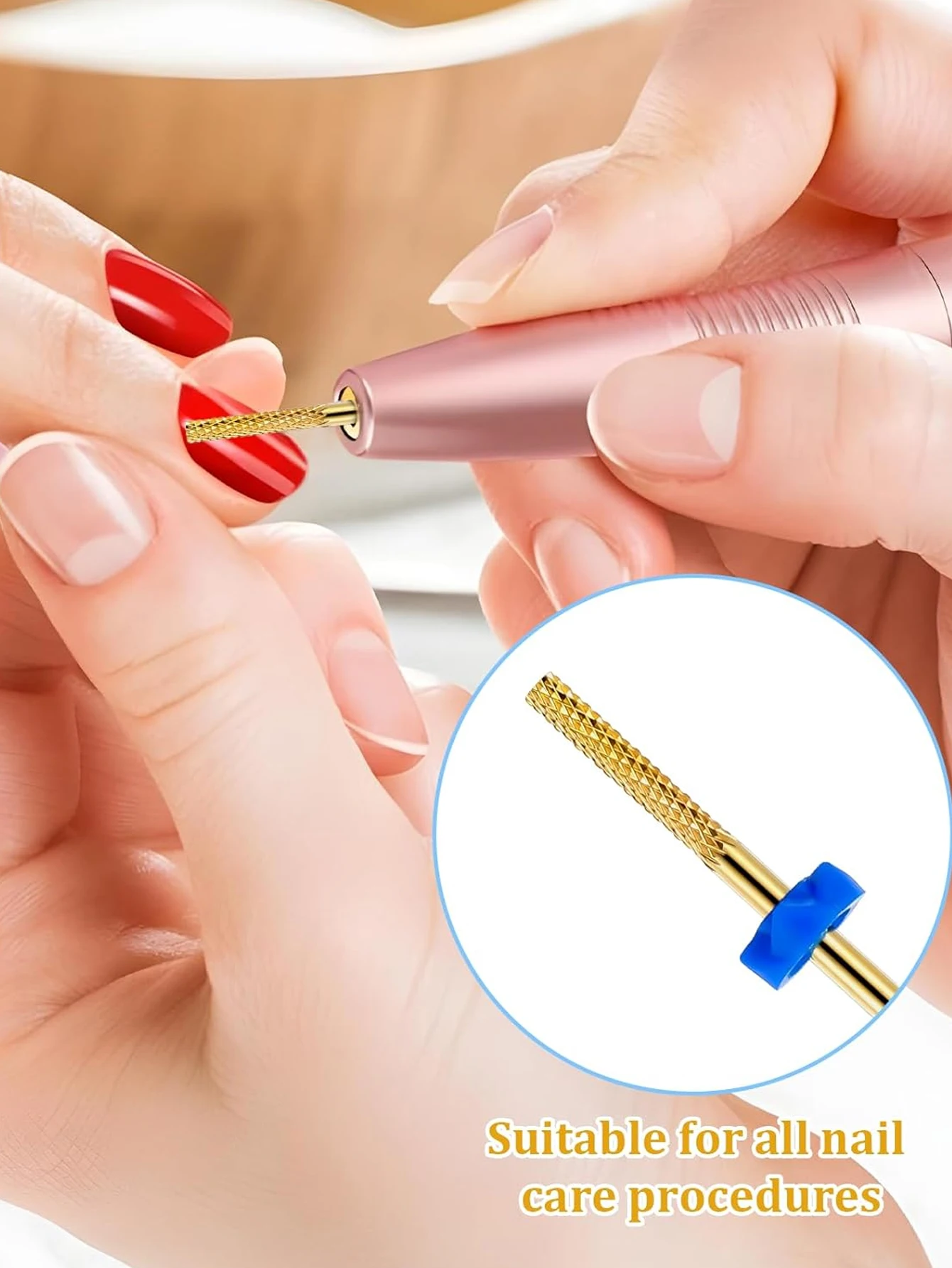 2pcs Cuticle Nail Drill Bit, 3/32" Medium Double Heads Safety Tungsten Carbide Cuticle Remover File Nail Drill Bit for Manicure - Detail 1