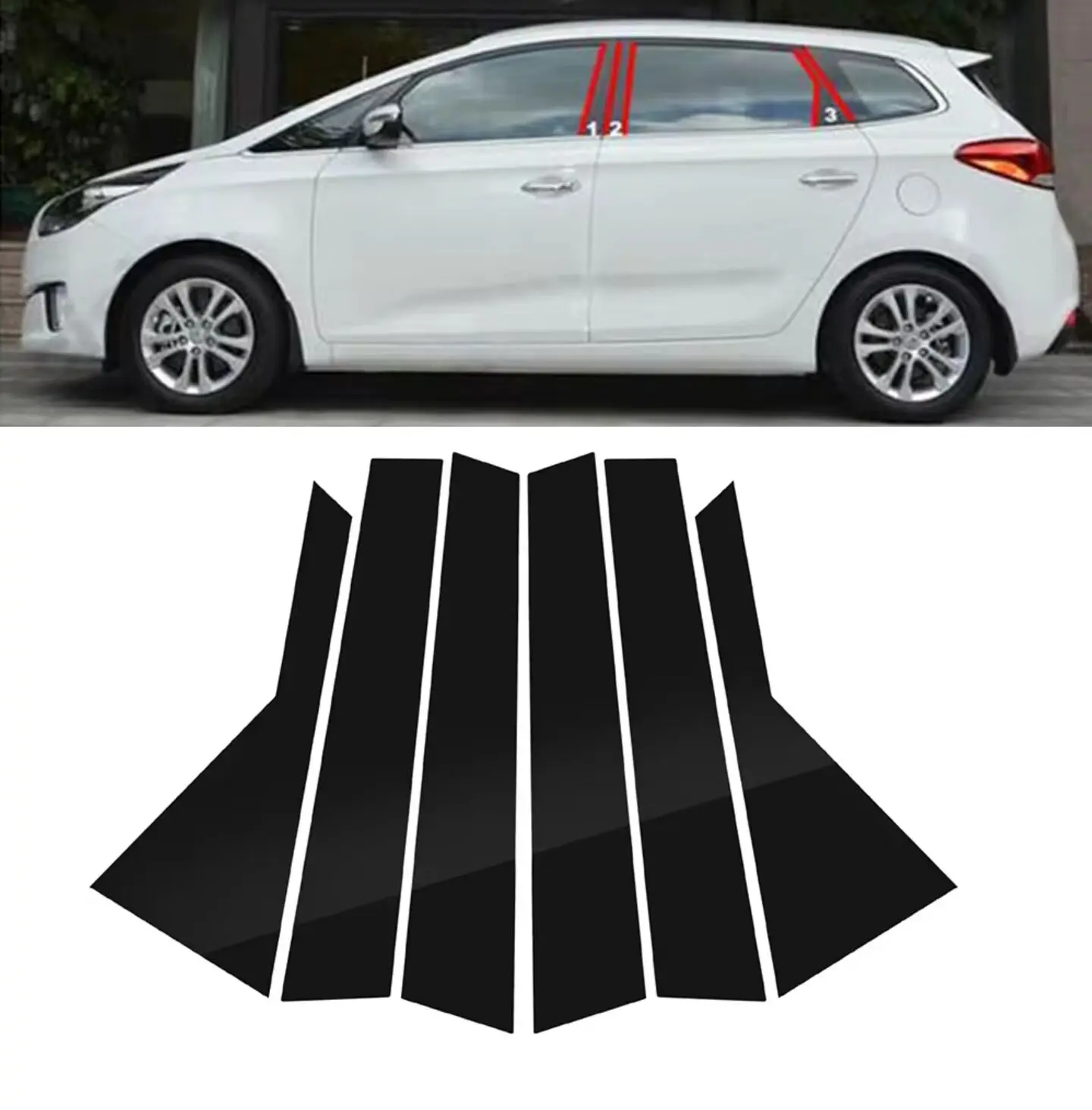 

Glossy Black Pillar Post Fit For Kia Carens Rondo 2013 2014 2015 2016 2017 2018 2019 Door Trim Window Cover Stickers Accessories