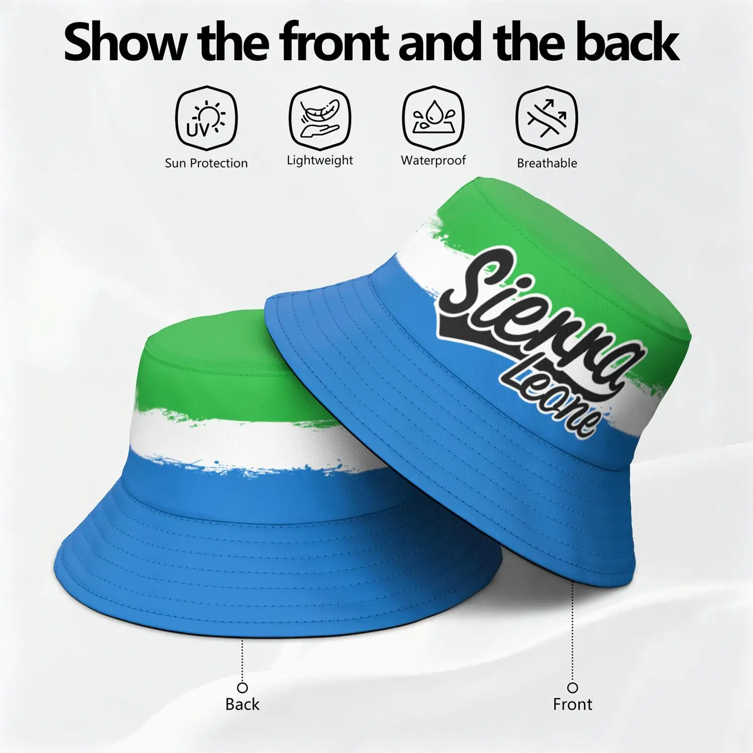 Custom Sierra Leone Fisherman Hats Free Custom Made Name Number Bucket Cap National Flag Leonean College Print Photo Logo