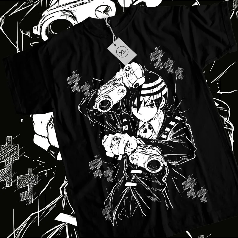 Tendencias verano 2025 Cosplay Neutral muerte el chico Soul Eater camiseta Anime Shinigami Grim Reaper camisa todas las tallas camisetas gráficas