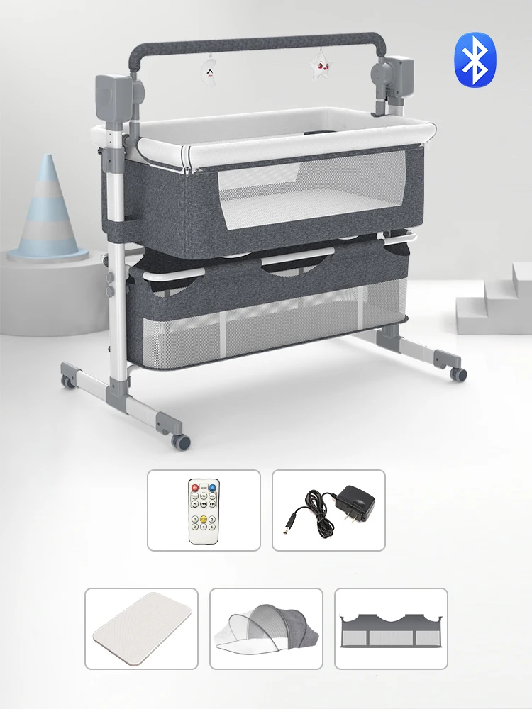Moisés para bebé, mecedora eléctrica automática con control remoto, Moisés junto a la cama para recién nacido, Co-Sleeper de viaje plegable para SteAnny infantil