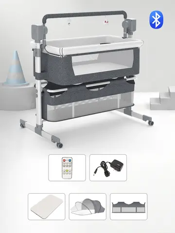 Baby Bassinet,Automatic Electric Rocking with Remote,Newborn Bedside Bassinet, Foldable Travel Co-Sleeper for Infant SteAnny