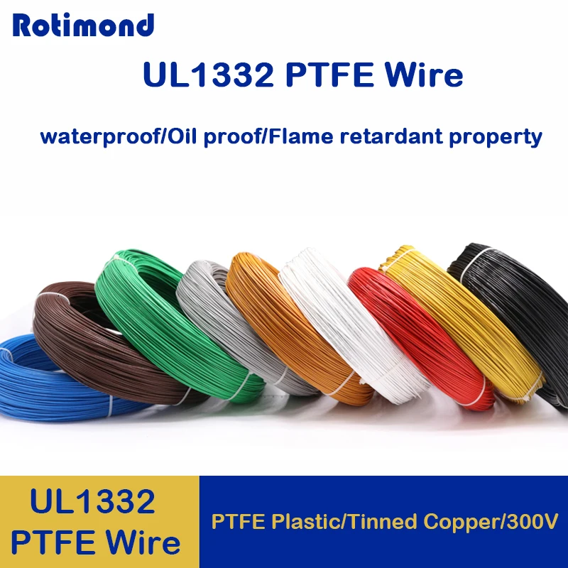 2/5/10M UL1332 PTFE Wire FEP Plastic Insulated High Temperature Electron Cable 28/26/24/22/20/18/16/14/12/10AWG For 3D Printer