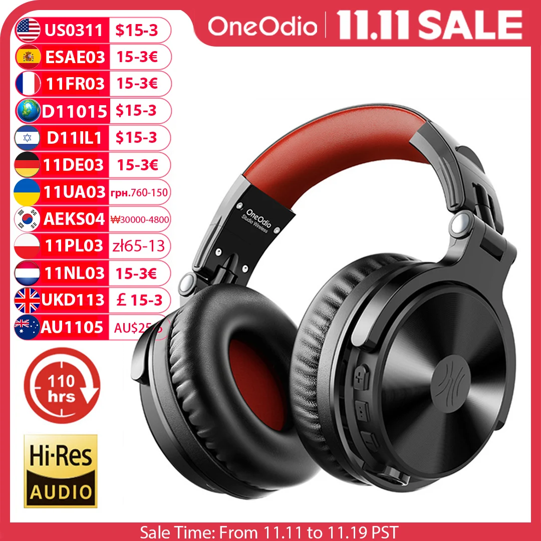 Oneodio 110h Auricolare Bluetooth 5.2 wireless + Cuffie da gioco cablate 2 in 1 con microfono per PC PS4 Skype Tipo C Cuffie