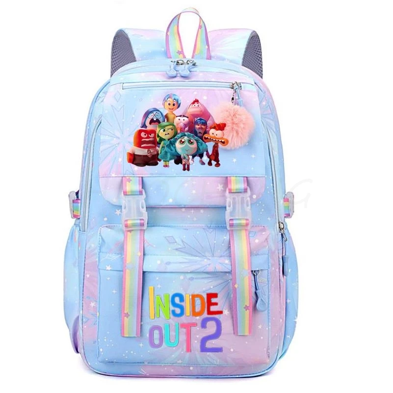 Inside Out2 Mochilas para Adolescentes Meninas e Mulheres, Mochilas Escolares, Bonito Capacidade, Multicolor, Viagem, Casual, Presente de Aniversário, Adorável