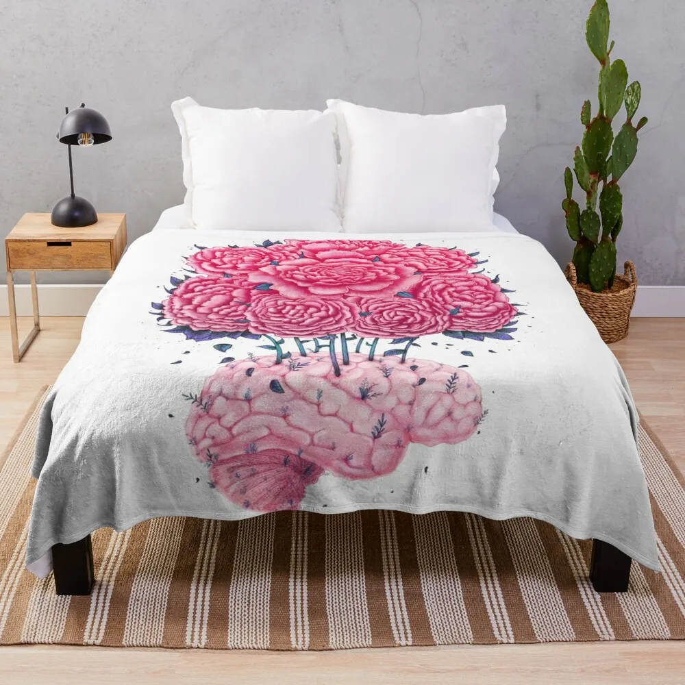 

Creative Brains with peonies Throw Blanket Luxury Throw Luxury Thicken For Decorative Sofa Hairys Blankets