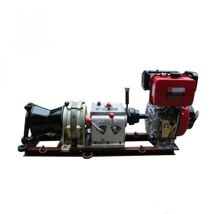 Supply 5 Ton shaft driven engine powered Lifting Cable Puller Drum Winch