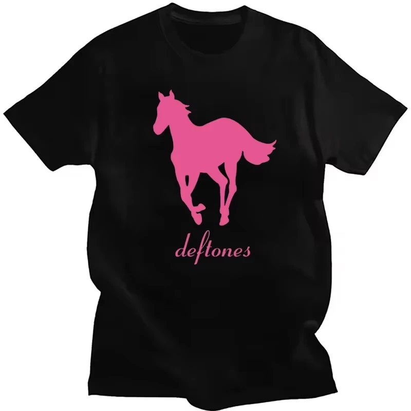 Deftones  Rock Band White Pony Star Logo T-shirt Unisex Black T-shirt Summer Vintage Harajuku Men's and Women's T Shirts